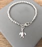 Sterling Silver Turtle Charm Bracelet, Beaded Ball Bracelet - Image 2