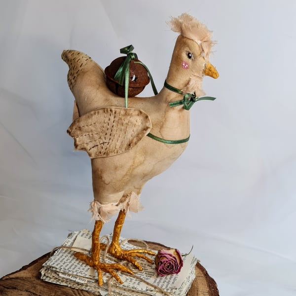 Handmade rustic textile hen