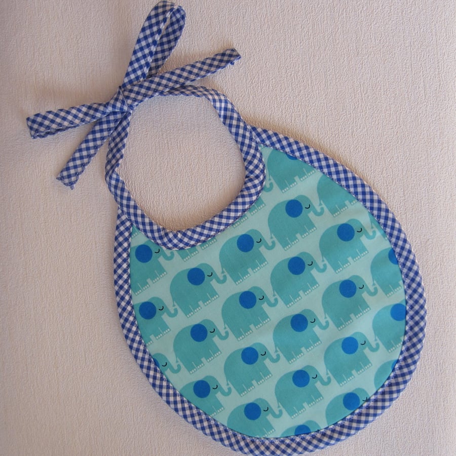 Blue Elephant Babies Bib