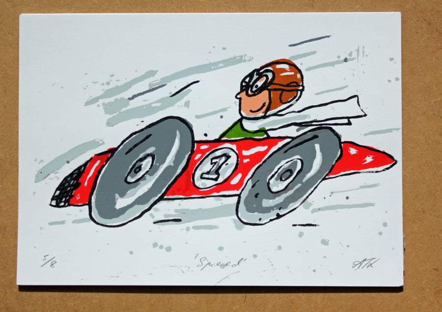 Speed Red Racing Car Limited Edition Screen Print 