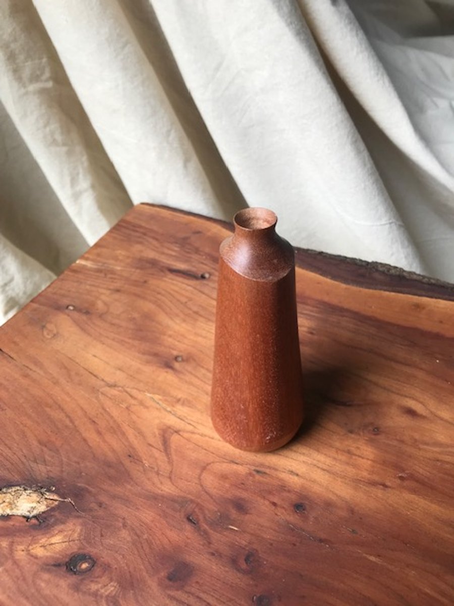 Sapele eccentric bud vase