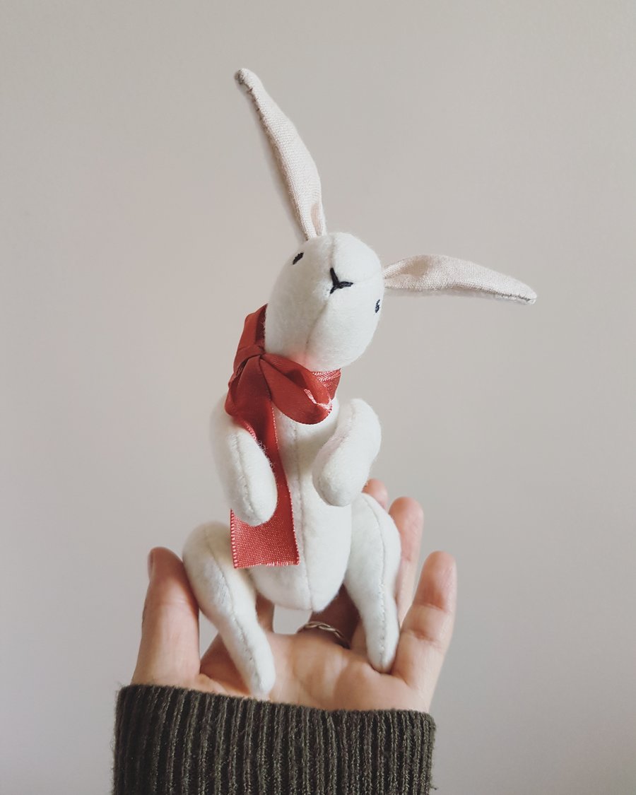 White Rabbit, Soft Sculpture Animal, Luna