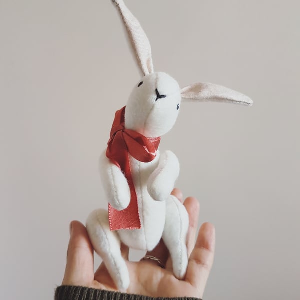 White Rabbit, Soft Sculpture Animal, Luna