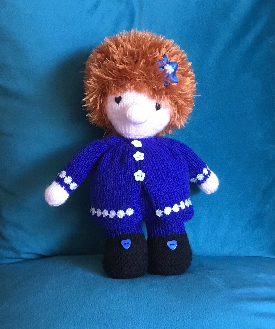 Meet Cilla. A Knitted doll. Handmade, gift for girl. 