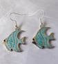 Aqua-Blue Enamelled Angel Fish Earrings 