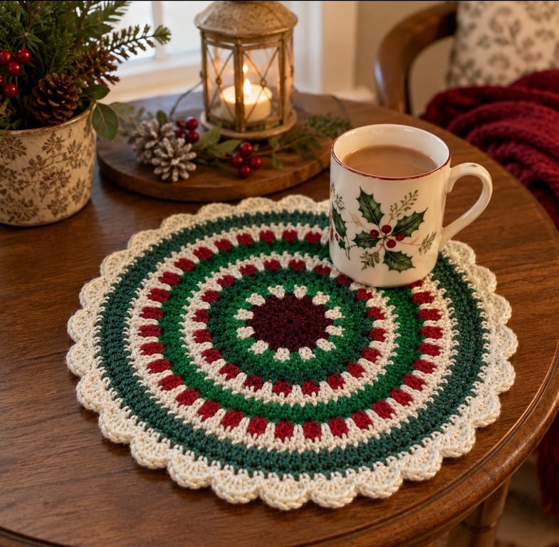 Set of 3 Handmade Christmas Crochet Doilies – Festive Table Decorations