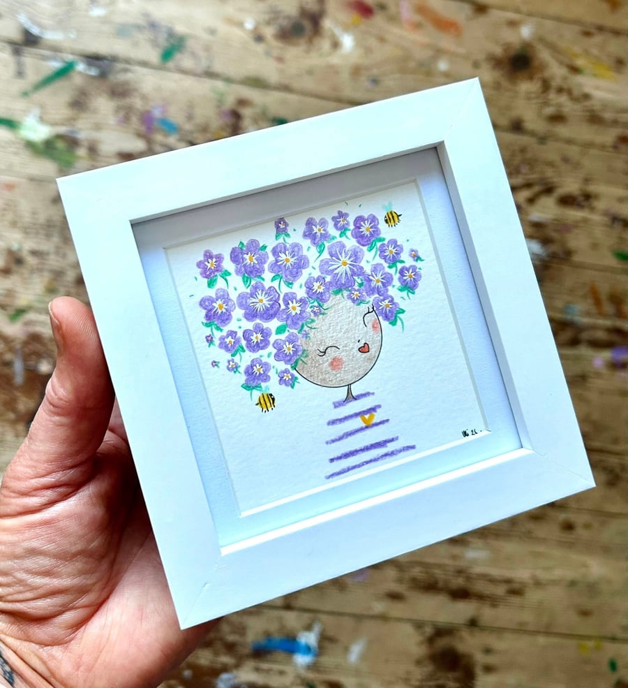 Violet - Framed Original Mini Illustration