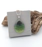 Teardrop Tree Design Fused Glass Pendant, Sterling Silver - Image 1