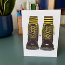 Docs and Socks : Blank Greetings Card from an original lino print