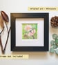 Pink cosmos original art miniature, flower painting, tiny artwork