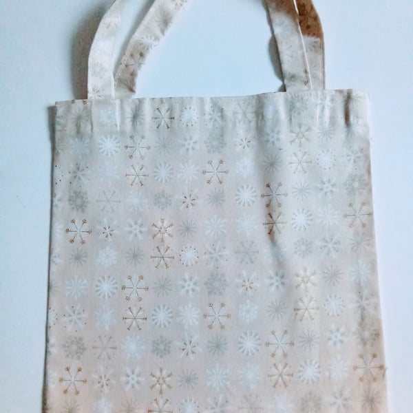 Xmas gift bag, snowflakes, 100% cotton bag, Christmas gift bag, gift wrap