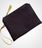 Navy Peacock Feathers Velvet Zip-Up Pouch - Image 2