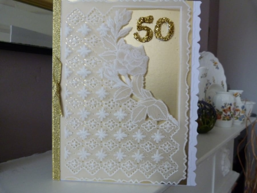 Very Special Parchment Golden Wedding Anniversary Card