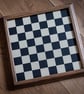 Bespoke leather chess board with oak frame, 40mm squares