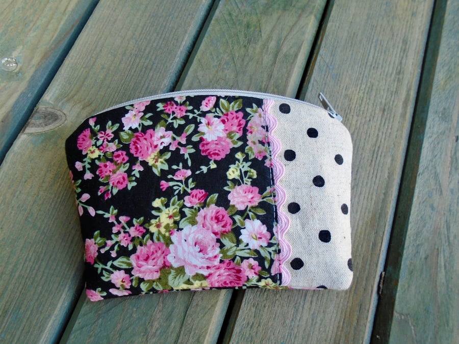  Clearance - Floral Cotton Purse  - Valentines - Mothers day 