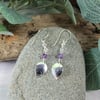 Earrings, Sterling Silver Long Droppers with Amethysts