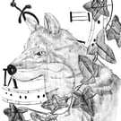 Wolf and ivy A6 postcard