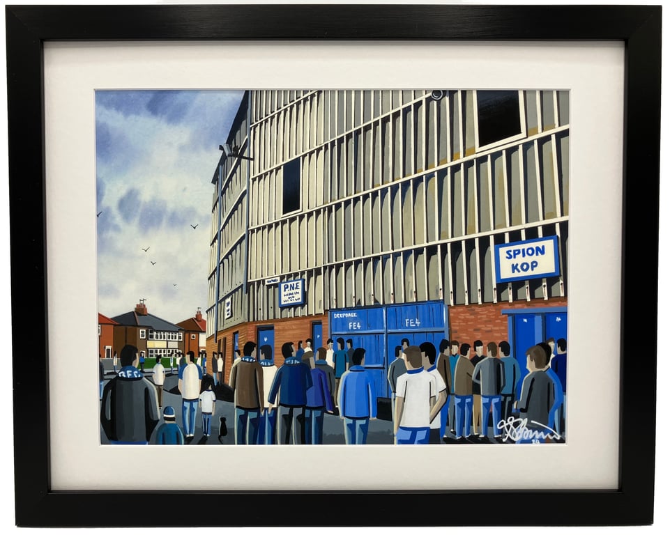 Preston N End Retro Deepdale Football Stadium Art Print. 14" x 11" Frame Size