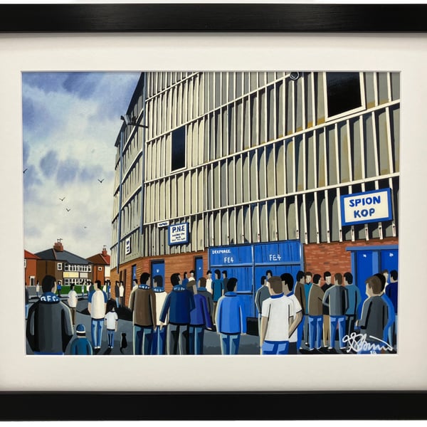 Preston N End Retro Deepdale Football Stadium Art Print. 14" x 11" Frame Size