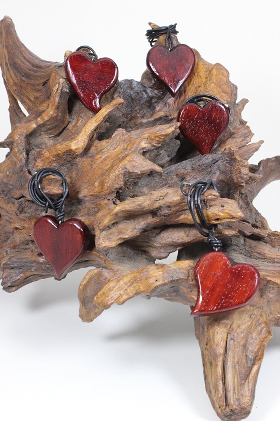 Padauk Wood Heart Pendants