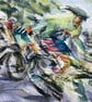 Peloton Blur – original watercolour painting, unframed - Image 1