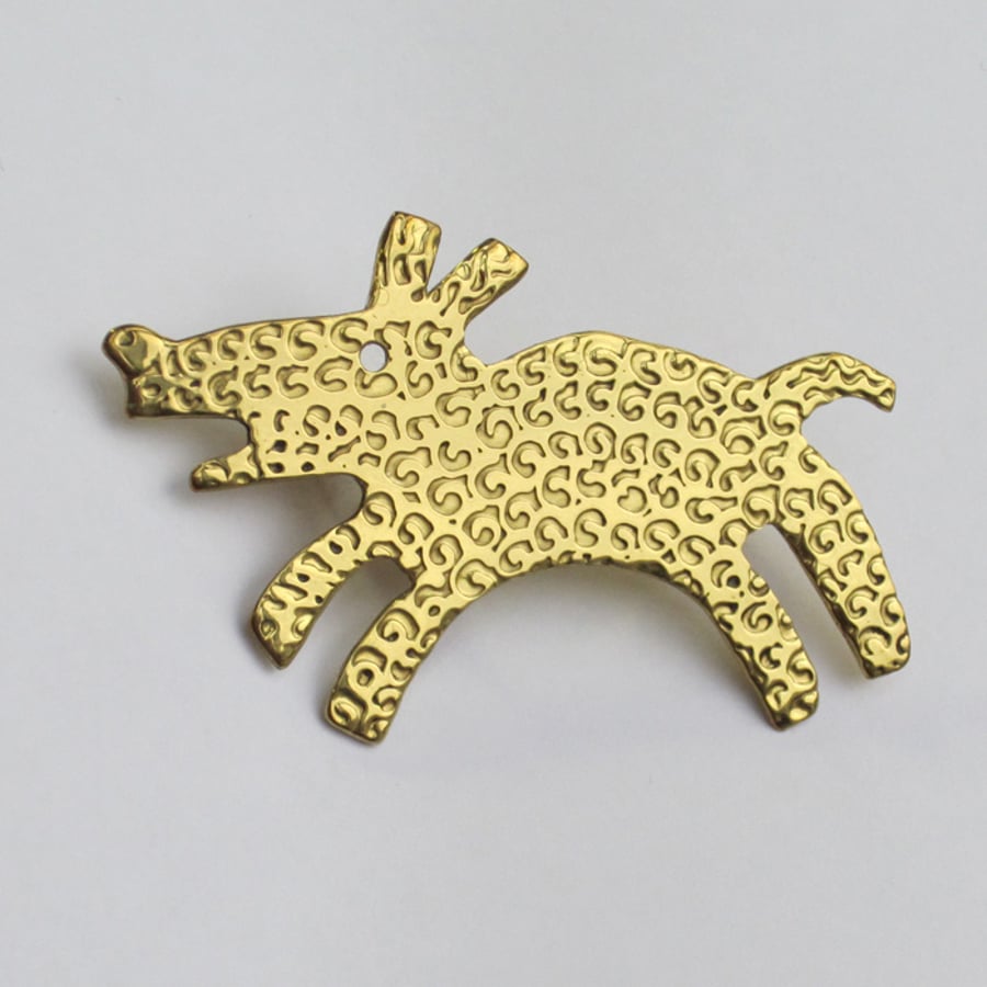 Happy woolly dog brooch