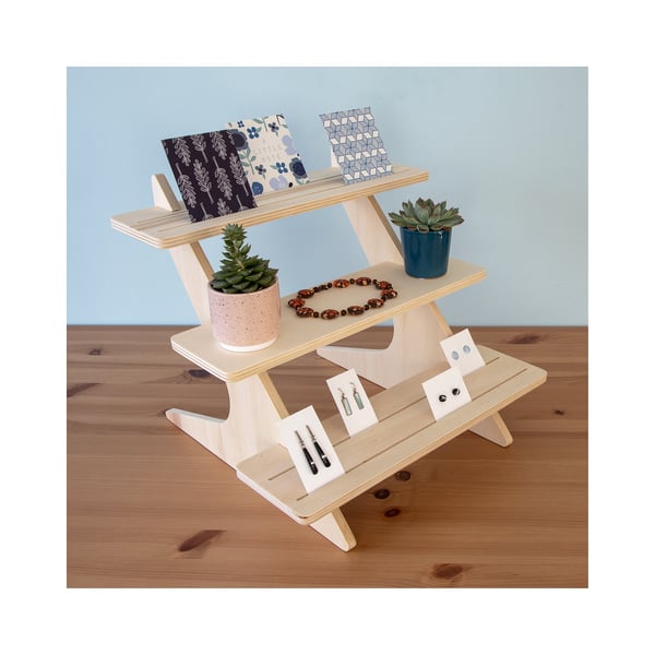Display Shelf Stand with 3 Tiers for Hobbyists, Crafts Fairs, Shows and Markets