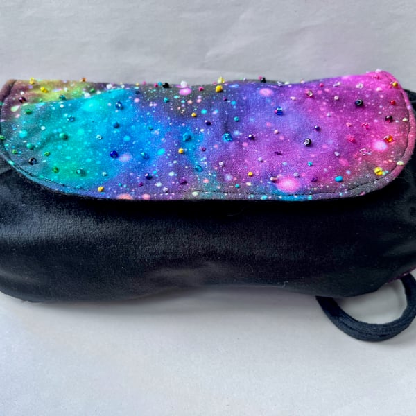 Cosmos Black Velvet Evening Clutch Bag