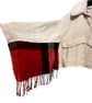 Upcycled Cream Corduroy & Red Plaid Winter Cape Kimono with Faux Fur Collar - Image 3
