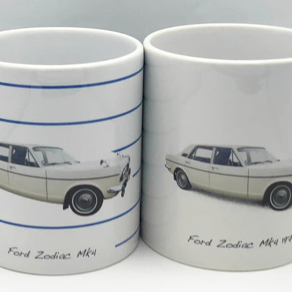 Ford Zodiac Mk4 1972 - 11oz Ceramic Mug - Plain or Stripe Design
