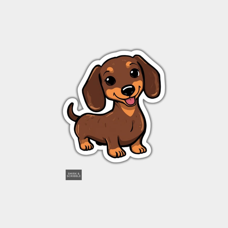 Funny Vinyl Sticker For Adults - Cute Dachshund Dog - Folksy