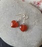 Red agate heart and sterling silver earrings  - Image 4