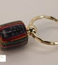Reclaimed Multi-coloured Ply Keyring Recycled Wood 'Gold' Detail - Image 3