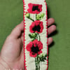 Embroidered Red Poppy Quilted Bookmark