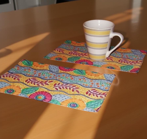 2 Tablemats Small Pair Mug rugs  Snack mats Handmade One of a kind.