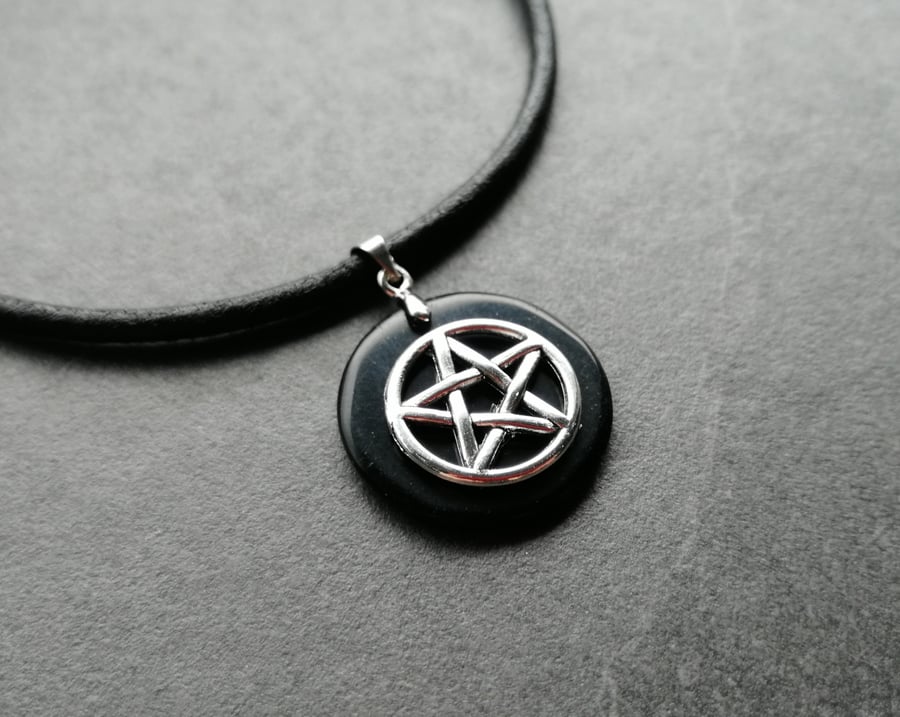 Obsidian Pentacle Necklace