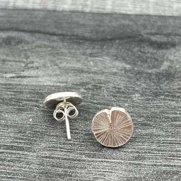 Lily Pad Studs, water Lily studs, leaf studs, round silver studs, simple studs, 