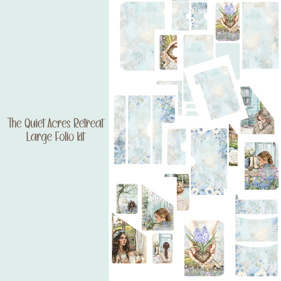 The Quiet Acres Retreat Large folio kit Scrapbooking, Journal, Digital Download