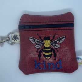 Kind Embroidered mini purse, Red