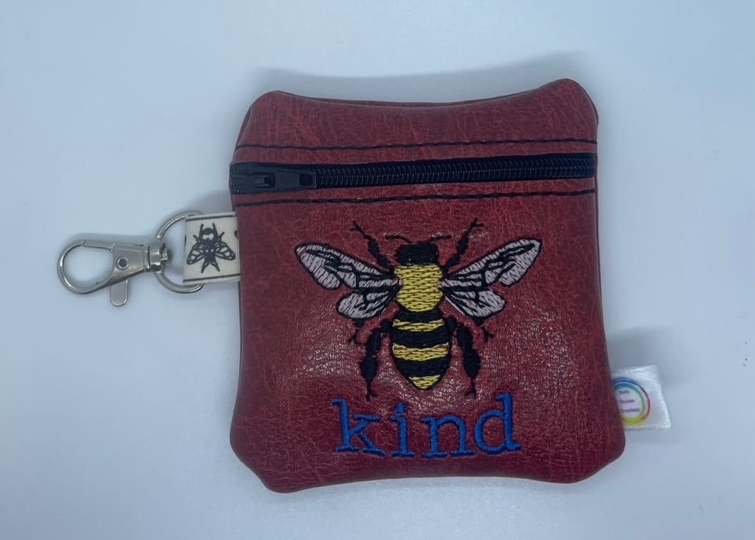 Kind Embroidered mini purse, Red