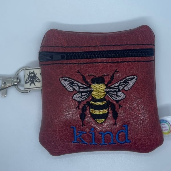 Kind Embroidered mini purse, Red