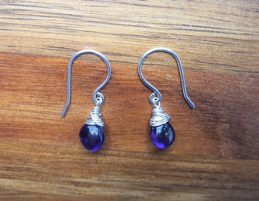 Amethyst Sterling Silver Drop Earrings