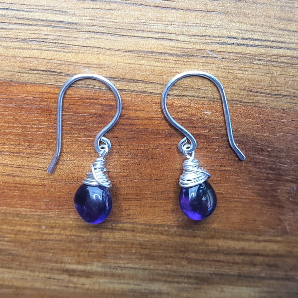 Amethyst Sterling Silver Drop Earrings