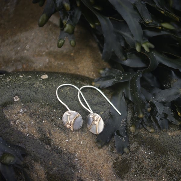 Silver and Gold  Coastal Earrings