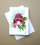 original hand painted floral blank greetings card ( ref FA310 B1 )
