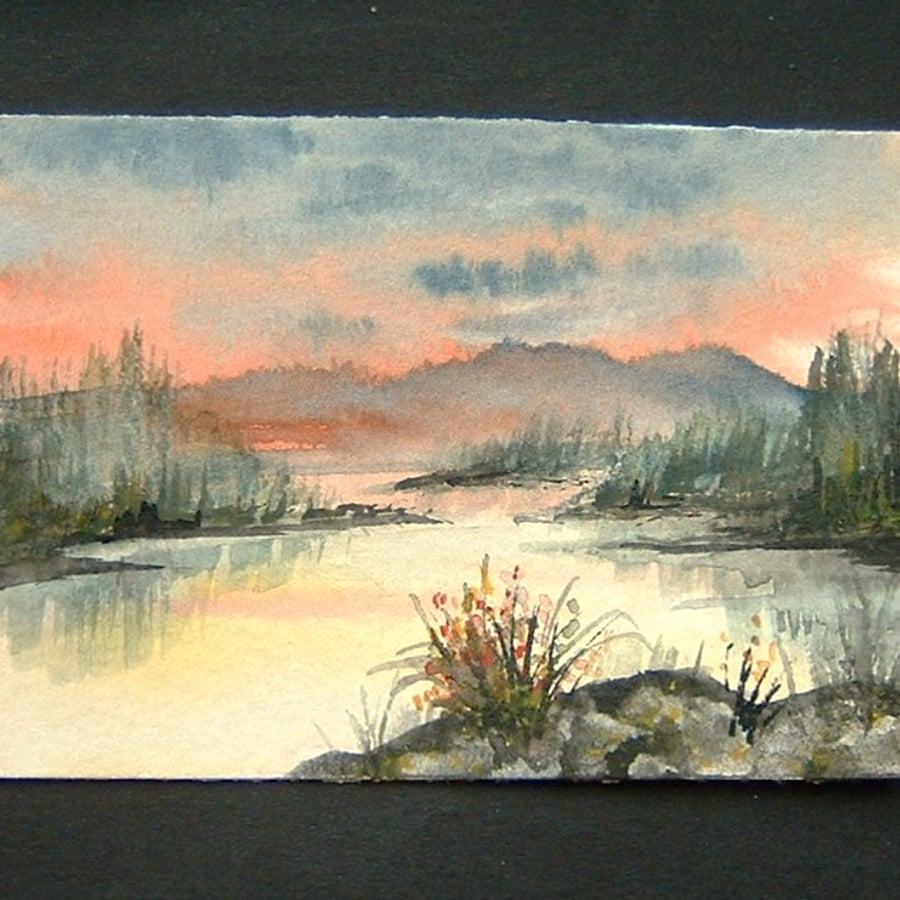 Art painting aceo original paintings landscape sunset 42