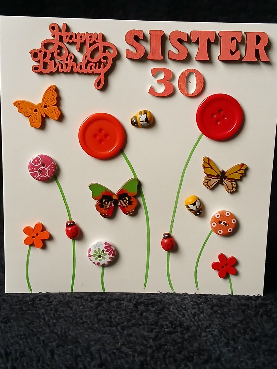 Sister 30 birthday card 