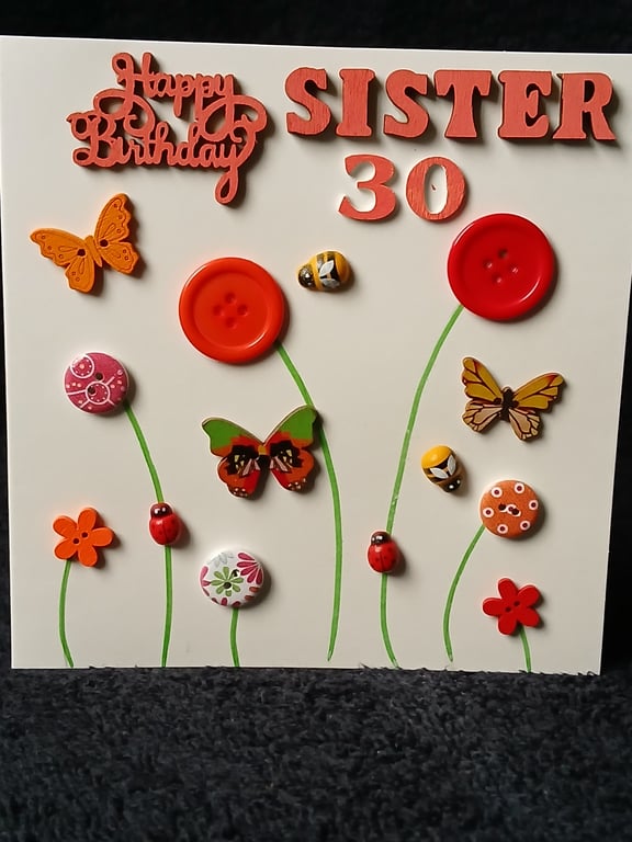 Sister 30 birthday card 