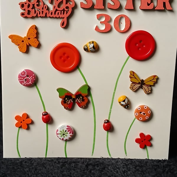 Sister 30 birthday card 