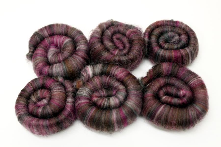 Punis Rolags Merino & Bamboo Turkish Delight 50g Fine Merino Wool XL Spinning